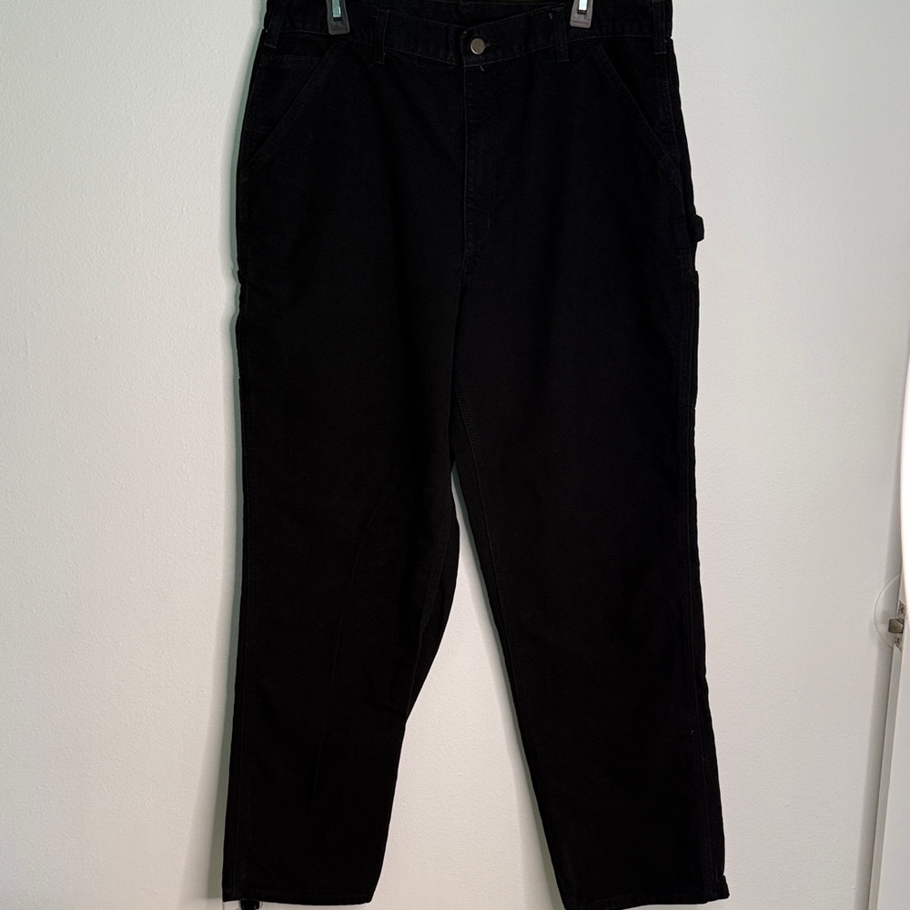 Carhartt Men’s Black Canvas Carpenter Work Pants Size 38x34
